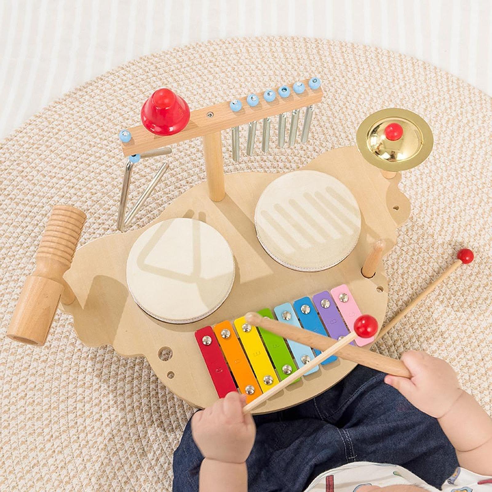 Kids Toys Xylophone - เครื่องดนตรีไม้เด็กกลองชุดการเรียนรู้ของเล่นของเล่นเพื่อการศึกษาระนาด Montessori ของเล่นดนตรีสําหรับเด็กเด็ก