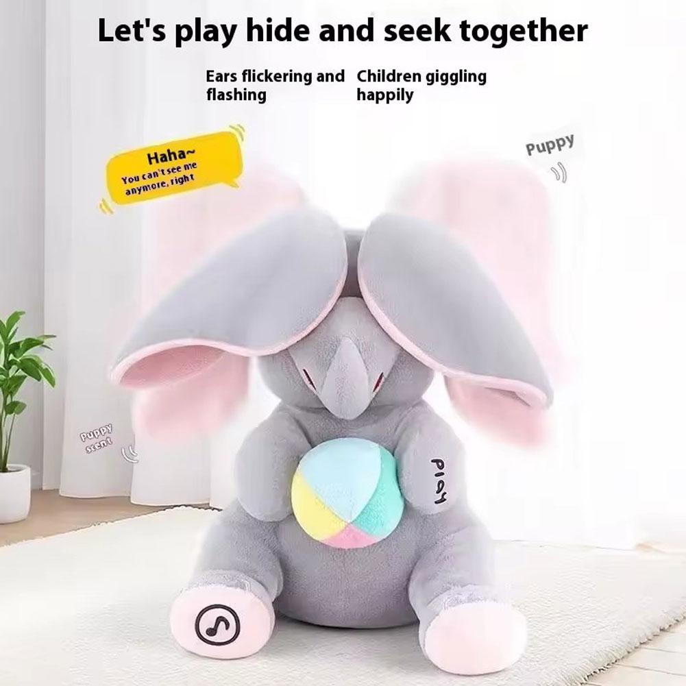 Kids Toys Elephant - ตุ๊กตาช้างซ่อนแอบตลกๆ ขยับหูได้ พร้อมเพลงสดใส ช่วยปลอบประโลม เหมาะเป็นของขวัญสำหรับเด็กแรกเกิดและเด็กเล็ก