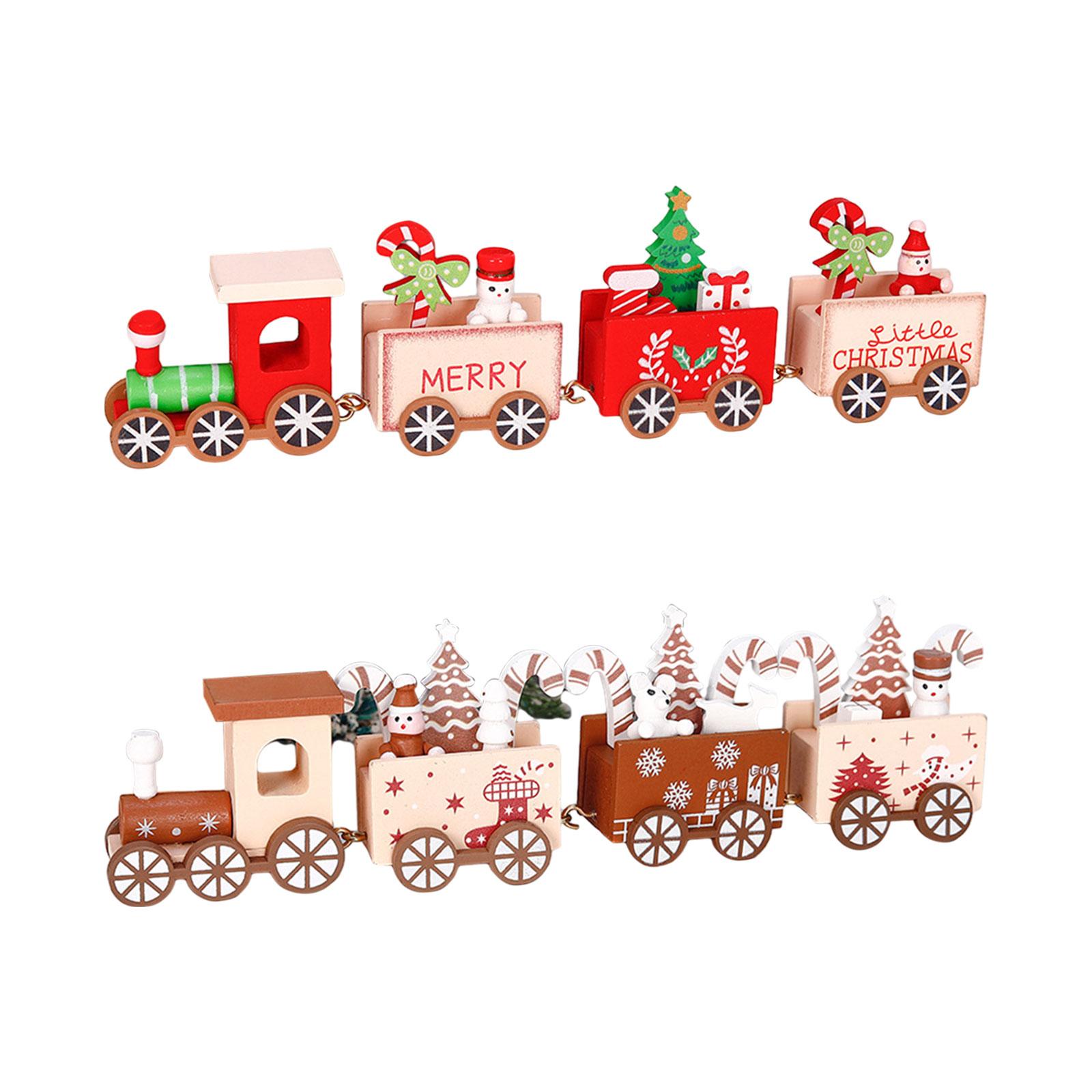 Top Kids Xmas Toys - รถไฟไม้เครื่องประดับคริสต์มาสตกแต่งตารางด้านบนเครื่องประดับเด็กของขวัญของเล่นสําหรับงานปาร์ตี้ Merry Christmas Home Xmas ของขวัญเตาผิง