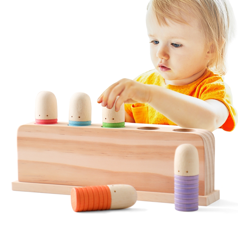 Wooden Blocks Stacking - ของเล่น Montessori ของเล่นไม้เด้งดึ๋งได้รับการยอมรับของเล่นฝึกสีสำหรับเด็ก