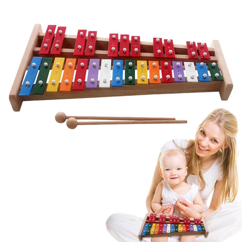 Kids Toys Xylophone - 27 หมายเหตุระนาด Hand Bell สีสันกระทบของเล่นเพื่อการศึกษาเด็กเด็กดนตรีคริสต์มาสของขวัญเด็กเครื่องดนตรี