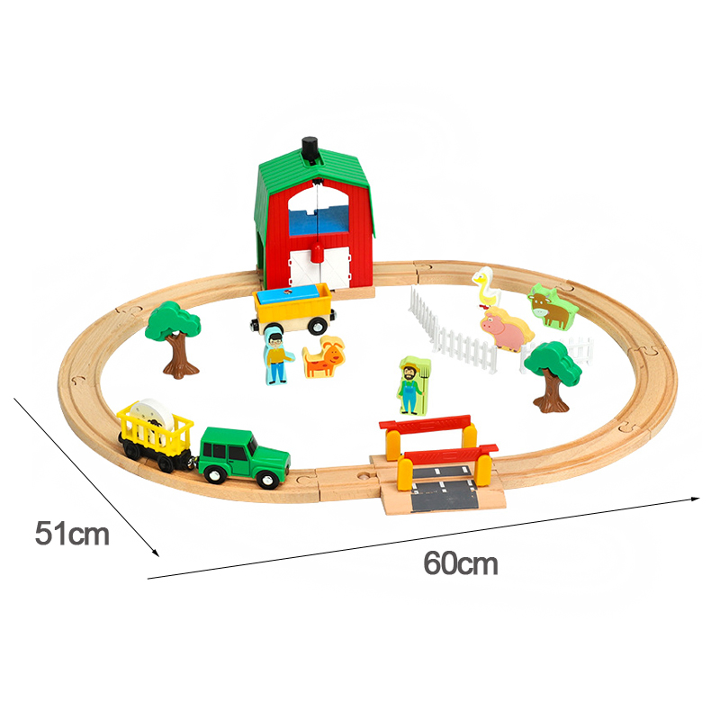 Kids Toys Packaging - สไตล์ใหม่ GiftTrack ชุดของเล่นรถไฟฟาร์มขนส่งเด็กเด็กรถ 1:64 ไม้ผสมใช้งานร่วมกับรางรถไฟ Pd08