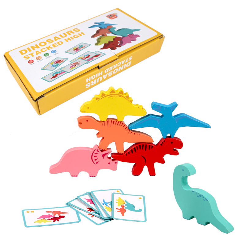 Wooden Blocks Stacking - ไม้บล็อกของเล่นเด็กสัตว์ไดโนเสาร์อาคารซ้อนสูงเกมกระดานไม้ Montessori ของเล่นเด็กของขวัญ
