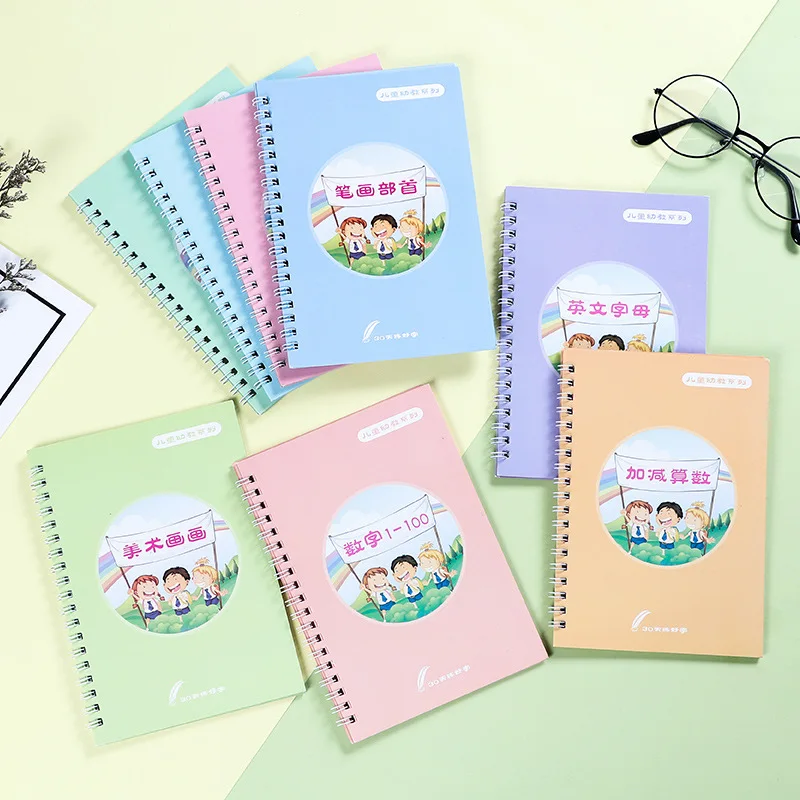 Kids Toys Now - 8pcs Reusable ตัวเลข Copybook ของเล่นวาดมือการเขียน Groove