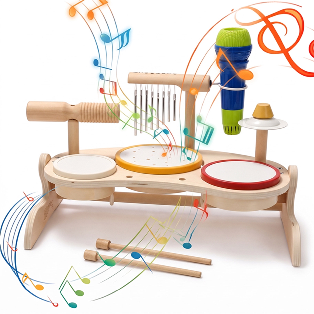 Kids Toys Xylophone - ชุดกลองไม้สำหรับเด็ก ของเล่นดนตรี เครื่องดนตรีเพื่อการศึกษาแบบมอนเตสซอรี่ ไซโลโฟน โต๊ะดนตรี ของเล่นสำหรับเด็กแรกเกิด