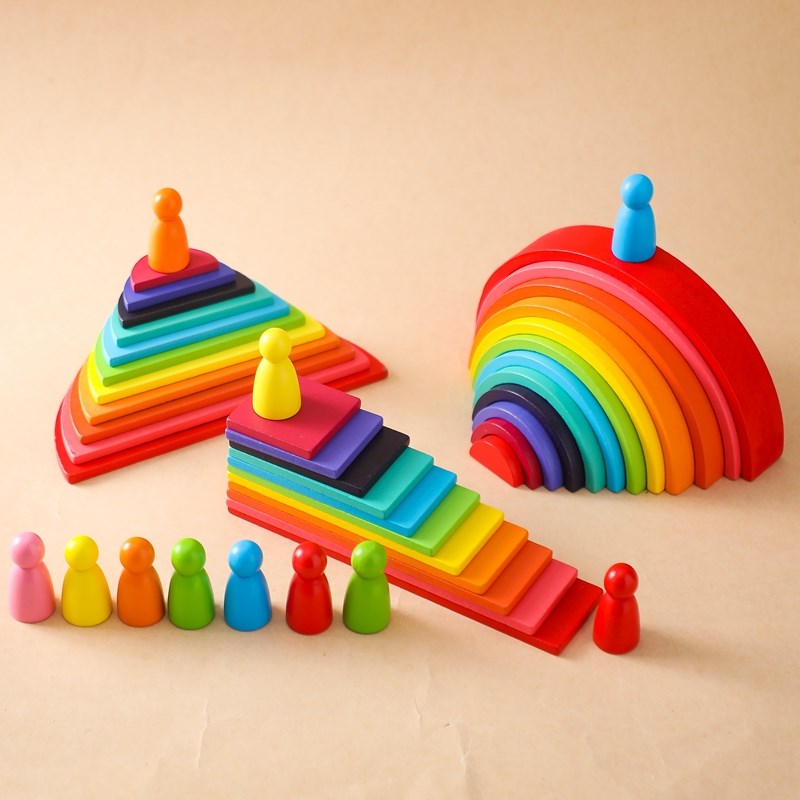 Wooden Blocks Stacking - Montessori ไม้ Mainan Balok S อาคารเด็ก