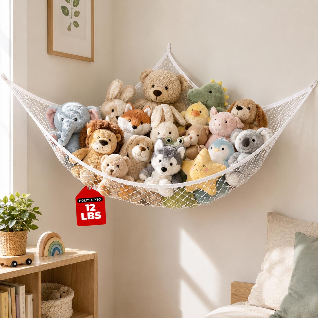 Kids & Toys Expo Saudi Arabia - ตาข่ายเก็บของเล่นแบบแขวน ที่จัดเก็บตุ๊กตาและของเล่นขนาดใหญ่ ประหยัดพื้นที่ ติดตั้งง่าย ตกแต่งห้องสำหรับห้องนอนเด็ก ห้องเล่น