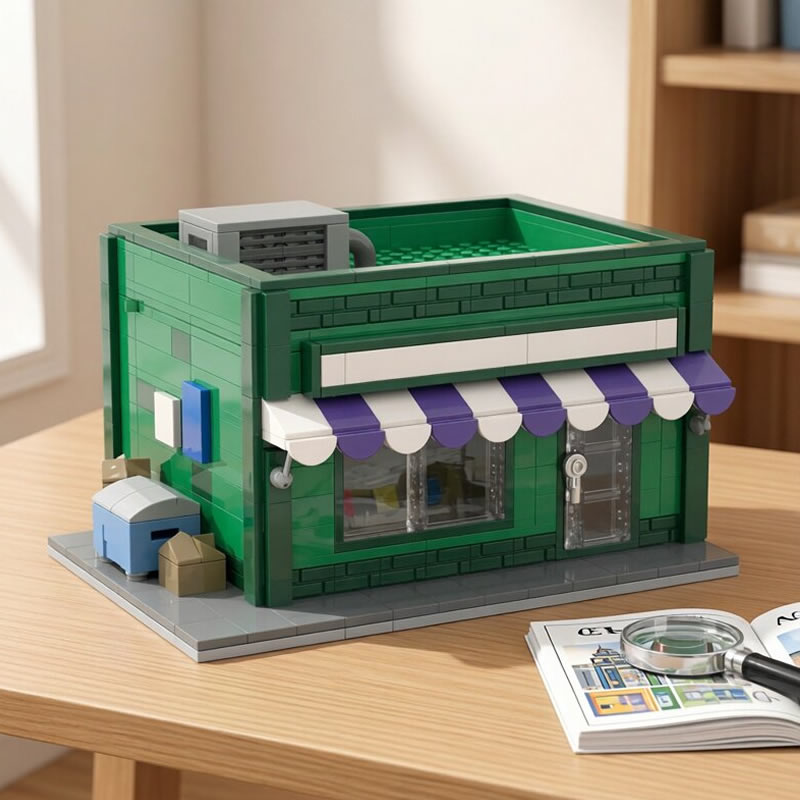 Kids Toys Store - ตัวต่อ MOC ร้านค้าขนาดเล็กแบบโมดูลาร์ หุ่นยนต์ ดันเจี้ยน ร้านขายการ์ดเบสบอล