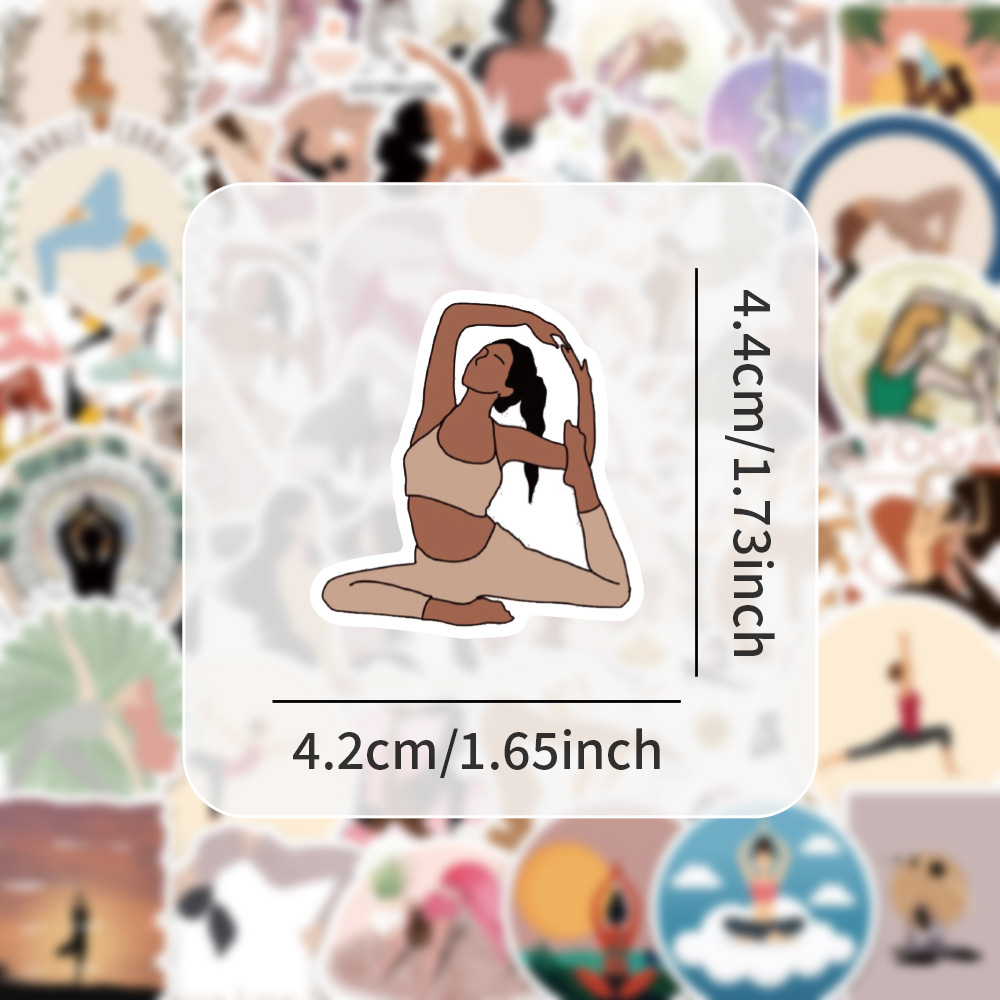 Kids Yoga Toys - สติกเกอร์โยคะสวยงาม 60 ชิ้น สไตล์โบโฮ พิลาทิส ฟิตเนส