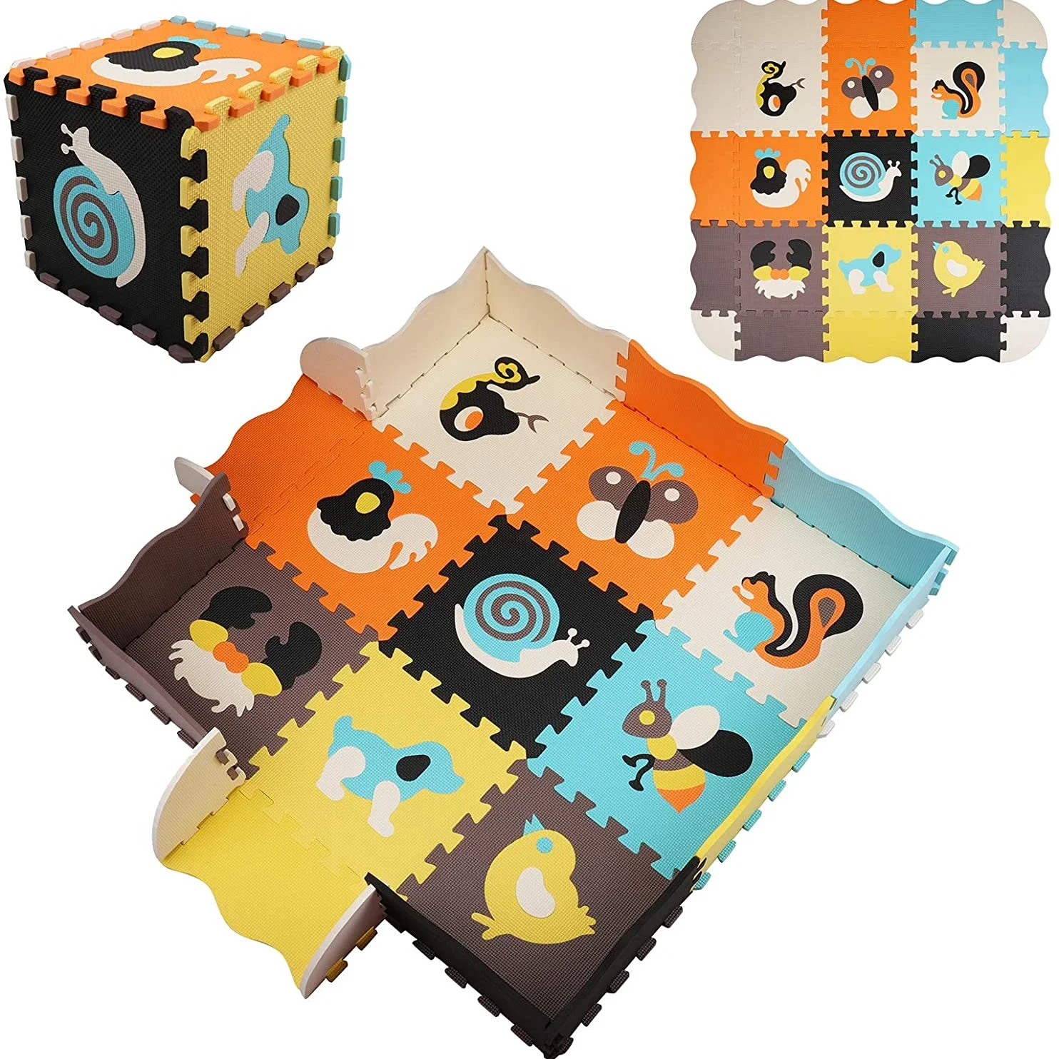 Kids Yoga Toys - สัตว์รูปแบบเด็กเล่นเสื่อปริศนาของเล่นสําหรับเด็กเด็ก EVA โฟมโยคะ Crawling Mats ชั้น