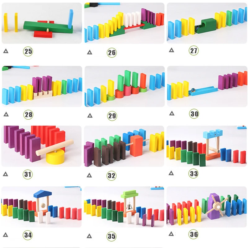 Montessori ของเล่นไม้รุ้งโดมิโ - Wooden Blocks Stacking บทวิจารณ์และราคา