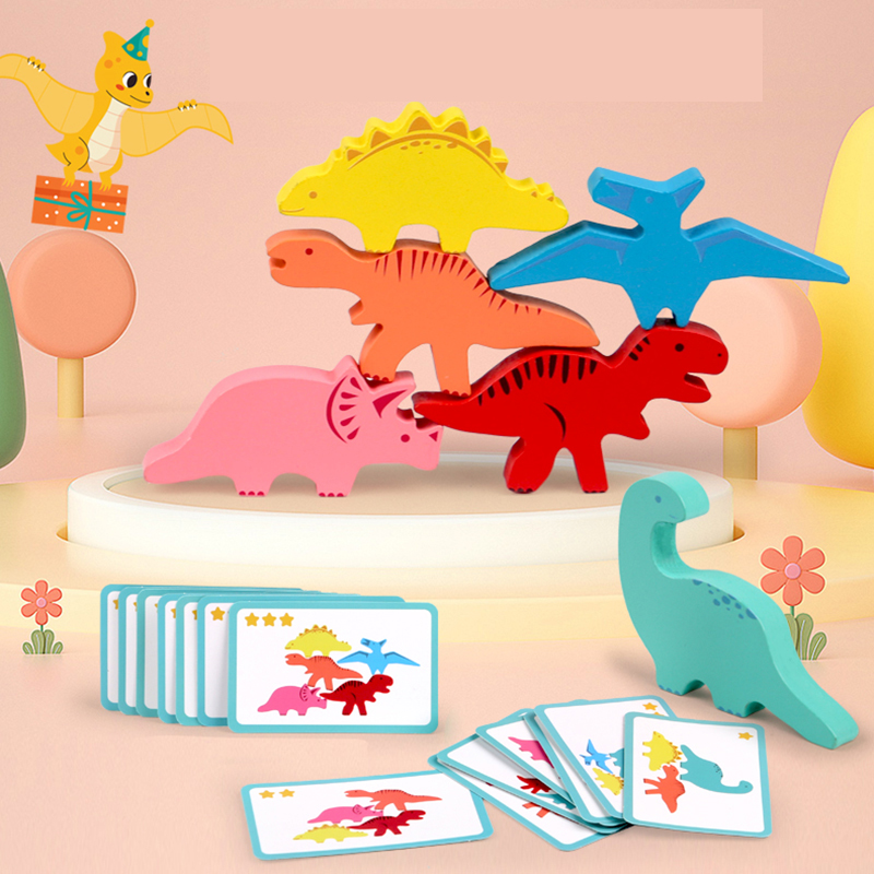 ไม้บล็อกของเล่นเด็กสัตว์ไดโนเส - Wooden Blocks Stacking บทวิจารณ์และราคา
