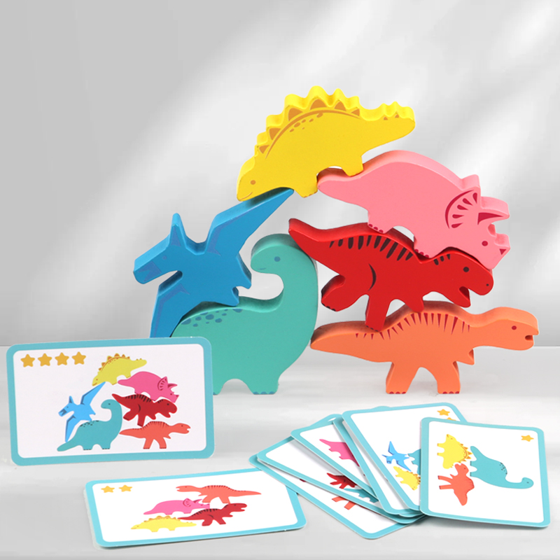 ไม้บล็อกของเล่นเด็กสัตว์ไดโนเส - Wooden Blocks Stacking บทวิจารณ์และราคา