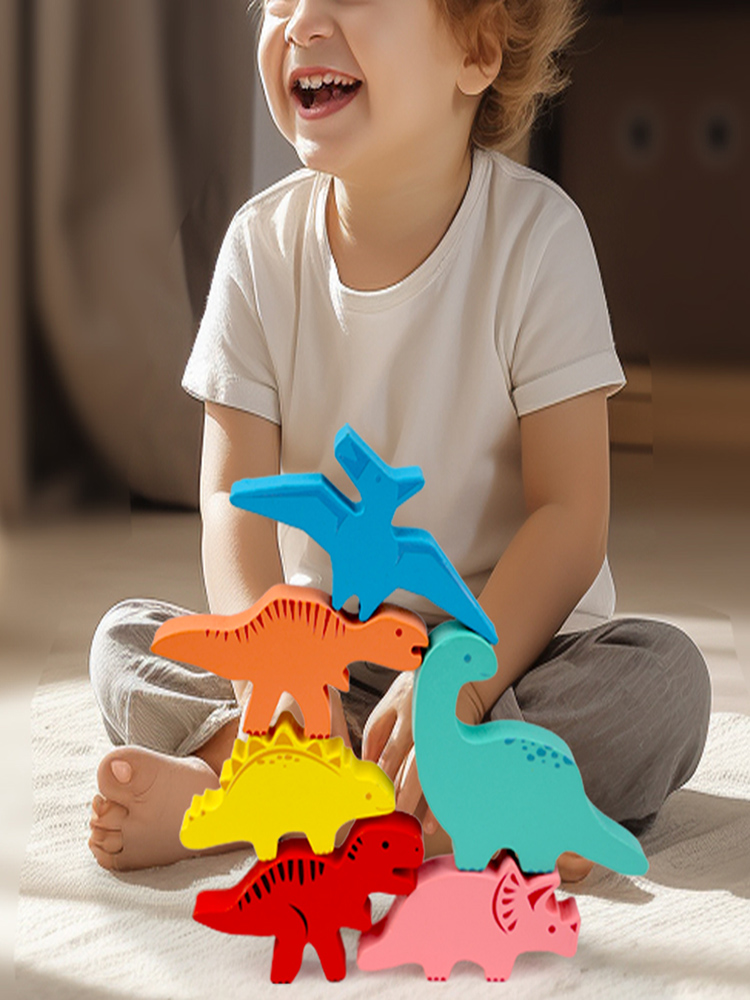 ไม้บล็อกของเล่นเด็กสัตว์ไดโนเส - Wooden Blocks Stacking บทวิจารณ์และราคา