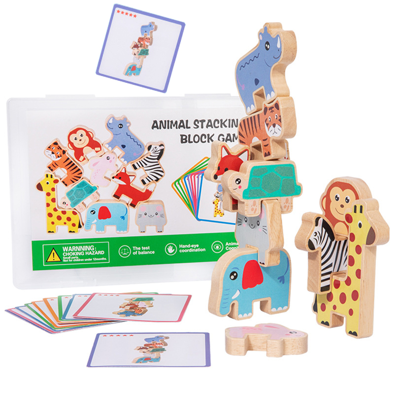 บล็อกไม้รูปสัตว์สำหรับเล่นจัดเ - Wooden Blocks Stacking บทวิจารณ์และราคา