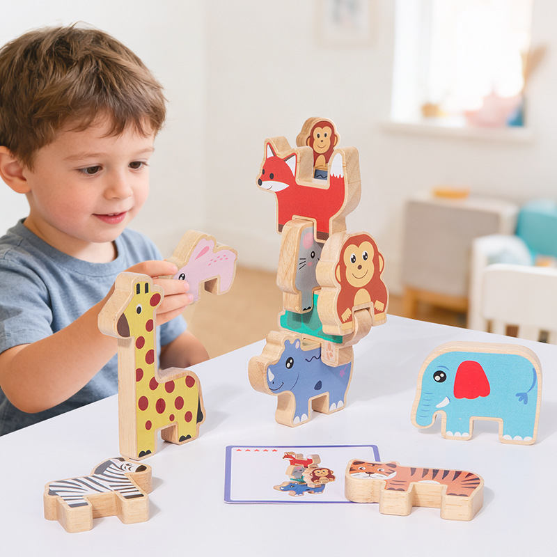 บล็อกไม้รูปสัตว์สำหรับเล่นจัดเ - Wooden Blocks Stacking บทวิจารณ์และราคา