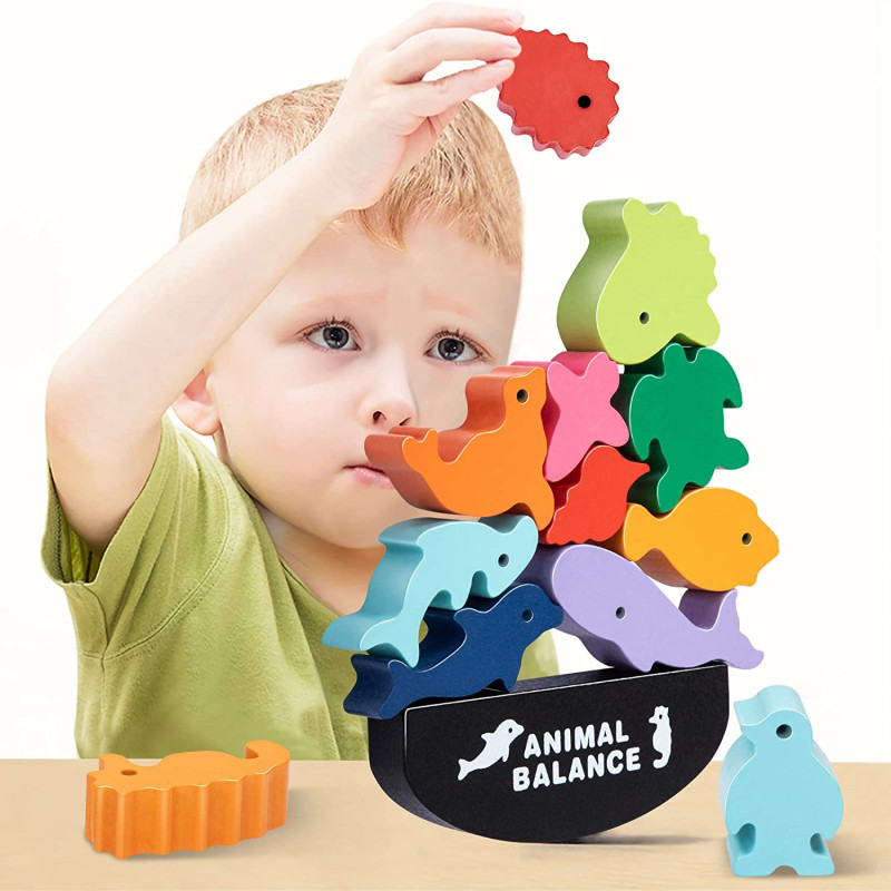 มอนเตสซอรี่ของเล่นไม้เสริมความ - Wooden Blocks Stacking บทวิจารณ์และราคา