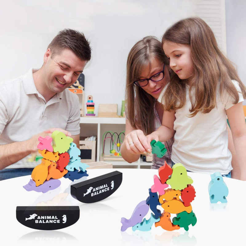 มอนเตสซอรี่ของเล่นไม้เสริมความ - Wooden Blocks Stacking บทวิจารณ์และราคา