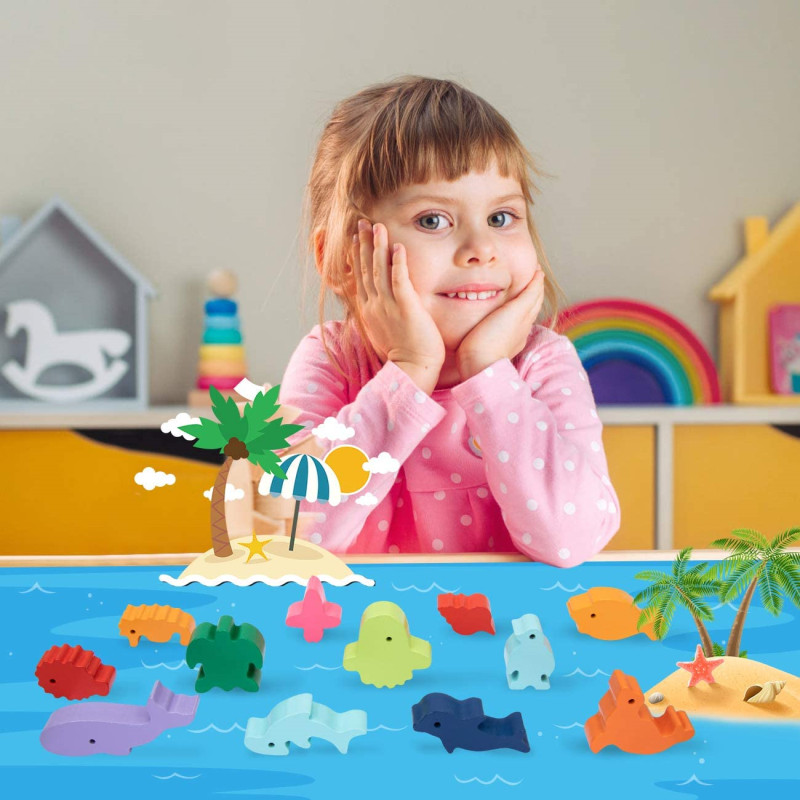 มอนเตสซอรี่ของเล่นไม้เสริมความ - Wooden Blocks Stacking บทวิจารณ์และราคา