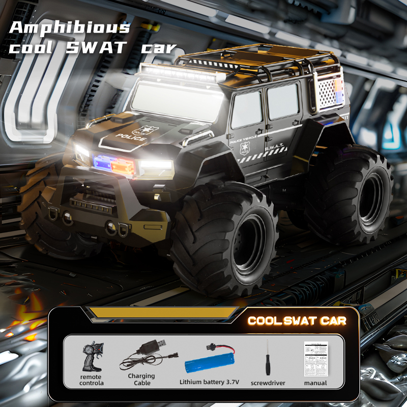 รถตำรวจบังคับวิทยุ RC แบบสะเทิ - Kids Toys Electric Car บทวิจารณ์และราคา