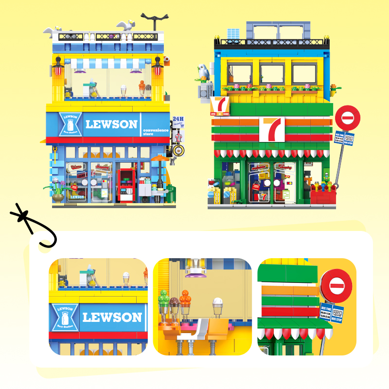 1263+PCS ฉากถนนร้านสะดวกซื้อ M - Kids Toys Store บทวิจารณ์และราคา