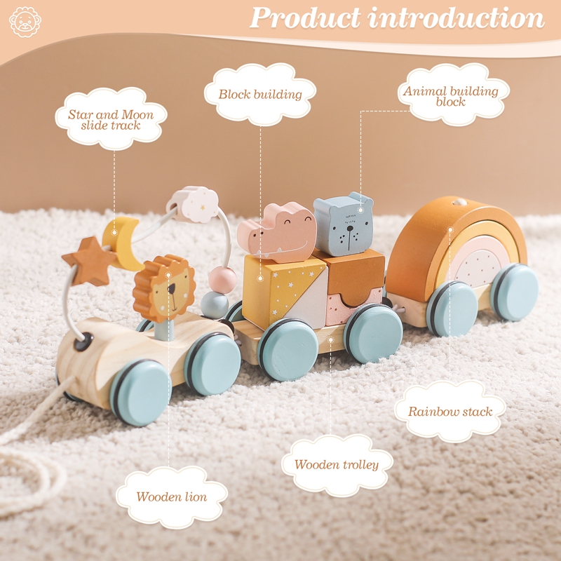 ไม้ Montessori ของเล่นบล็อกสัต - Wooden Blocks Stacking บทวิจารณ์และราคา