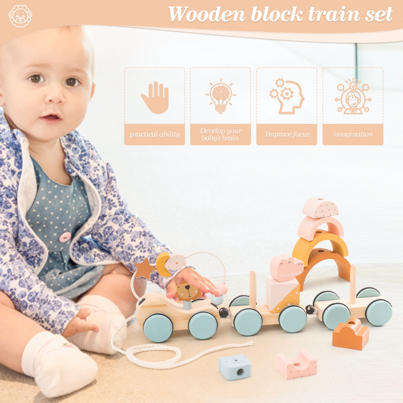 ไม้ Montessori ของเล่นบล็อกสัต - Wooden Blocks Stacking บทวิจารณ์และราคา