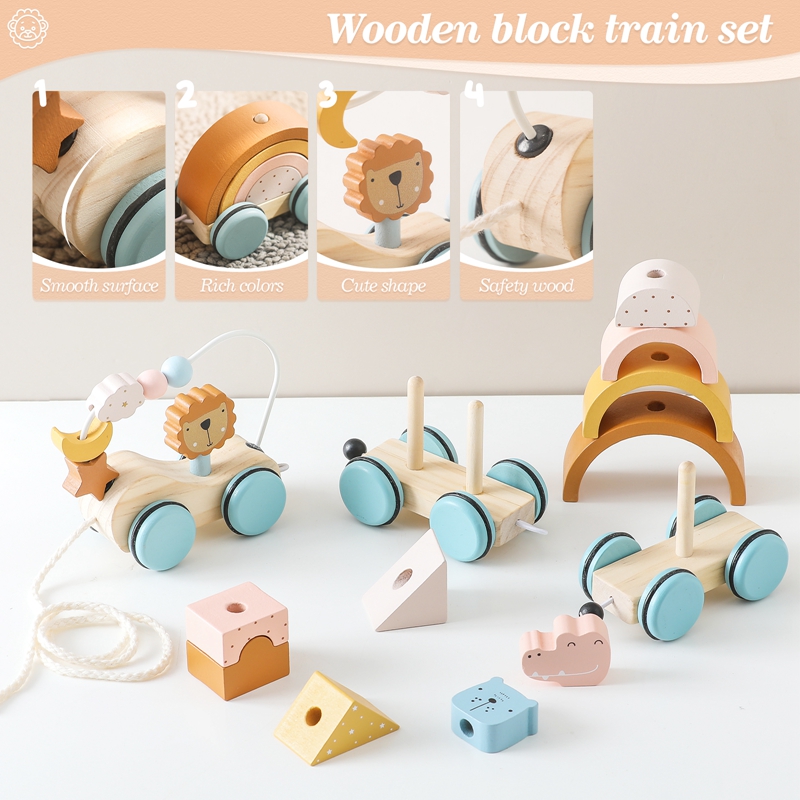 ไม้ Montessori ของเล่นบล็อกสัต - Wooden Blocks Stacking บทวิจารณ์และราคา