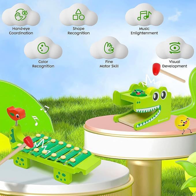 ของเล่นไม้มอนเตสซอรี่รูปจระเข้ - Kids Toys Xylophone บทวิจารณ์และราคา