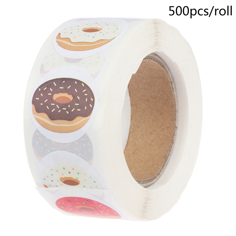 500ชิ้น/ม้วนโดนัทสติกเกอร์ขอบค - Kids Toys Packaging บทวิจารณ์และราคา