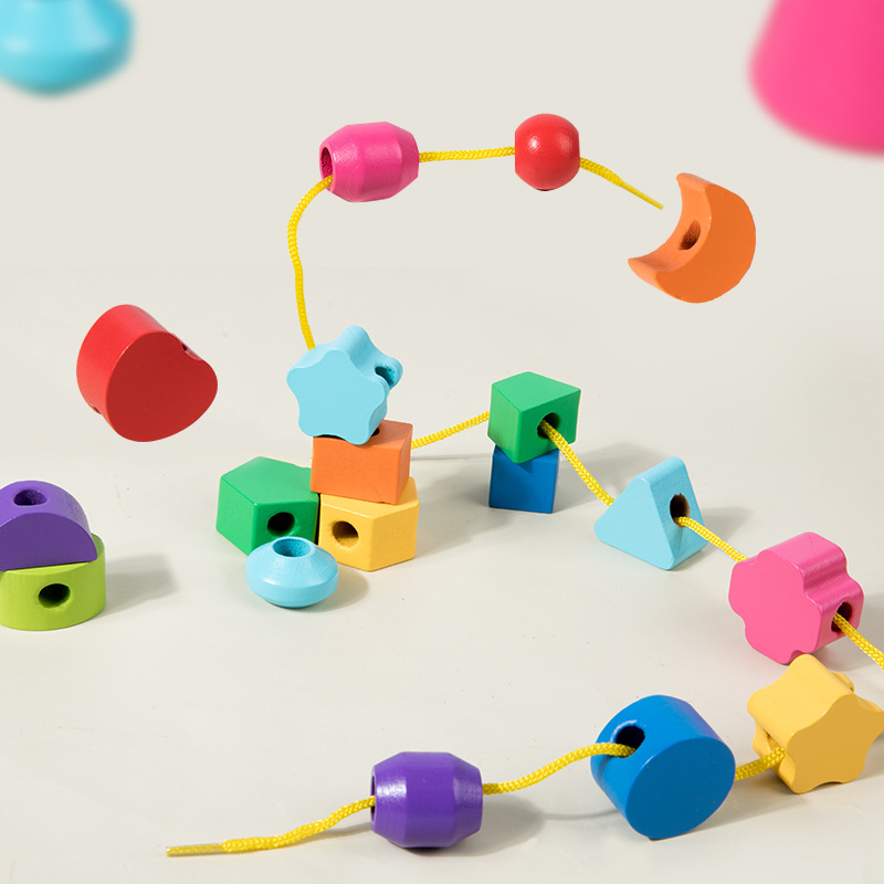 Montessori ลูกปัดไม้ Sequencin - Wooden Blocks Stacking บทวิจารณ์และราคา