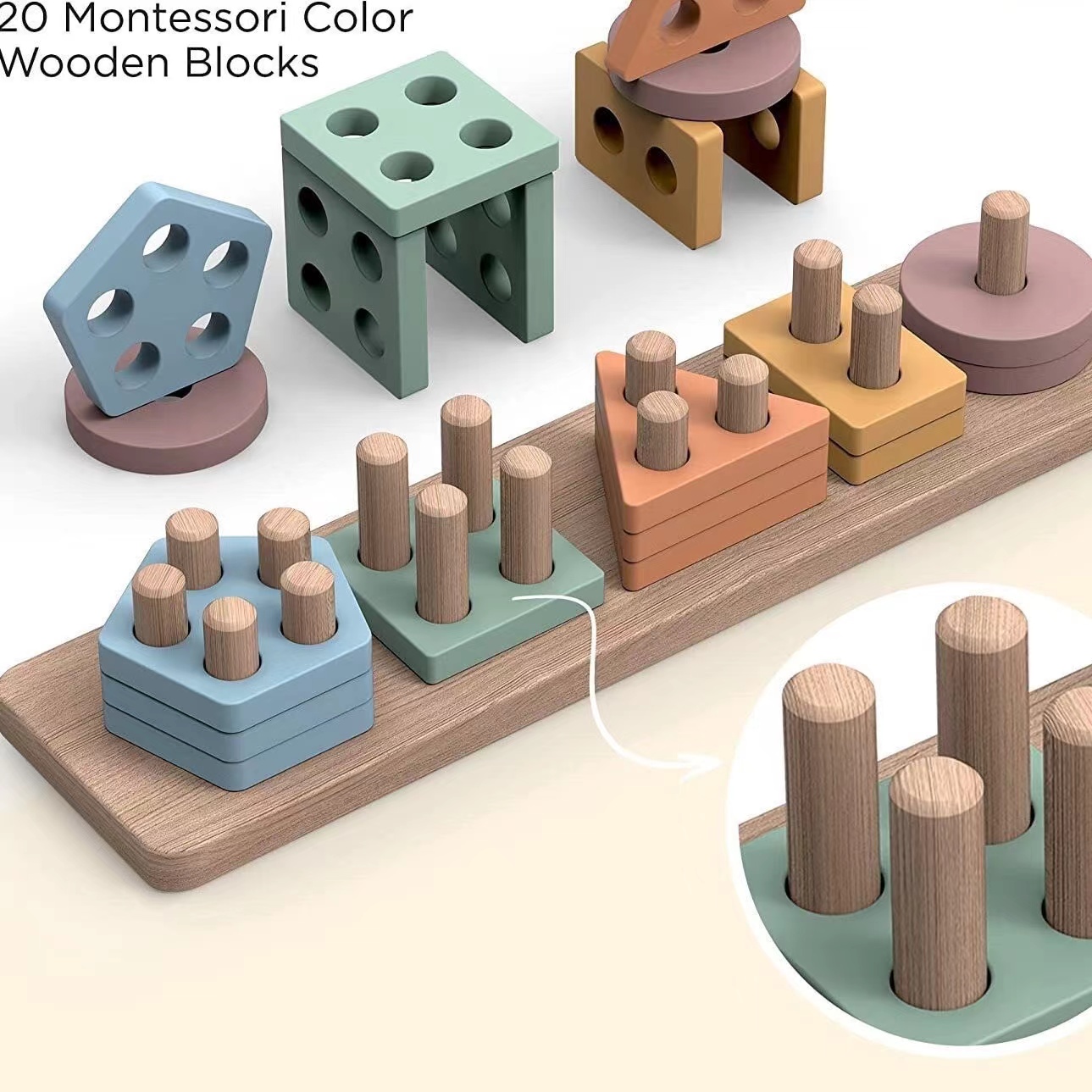 ของเล่นมอนเตสซอรี่สำหรับเด็กอา - Wooden Blocks Stacking บทวิจารณ์และราคา