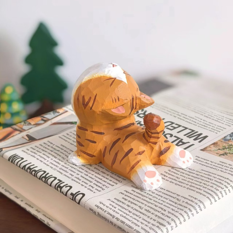 รูปปั้นแมวโยคะทำมือจากไม้ ของต - Kids Yoga Toys บทวิจารณ์และราคา